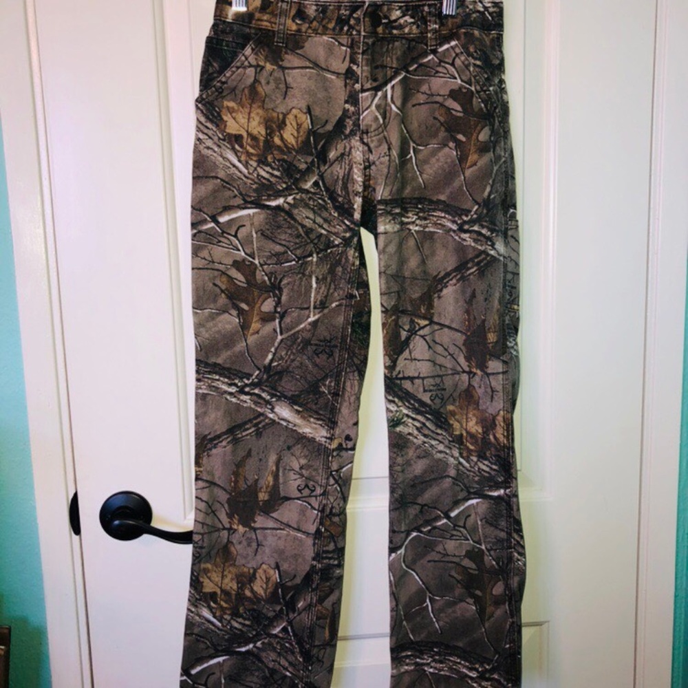 CARHARTT Boys RealTree Work Camo Pants, Sz 12